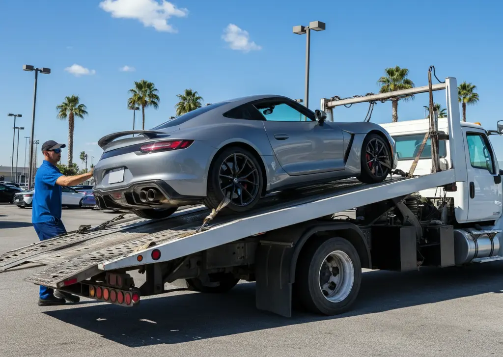 a_car_getting_loaded_into_a_truck