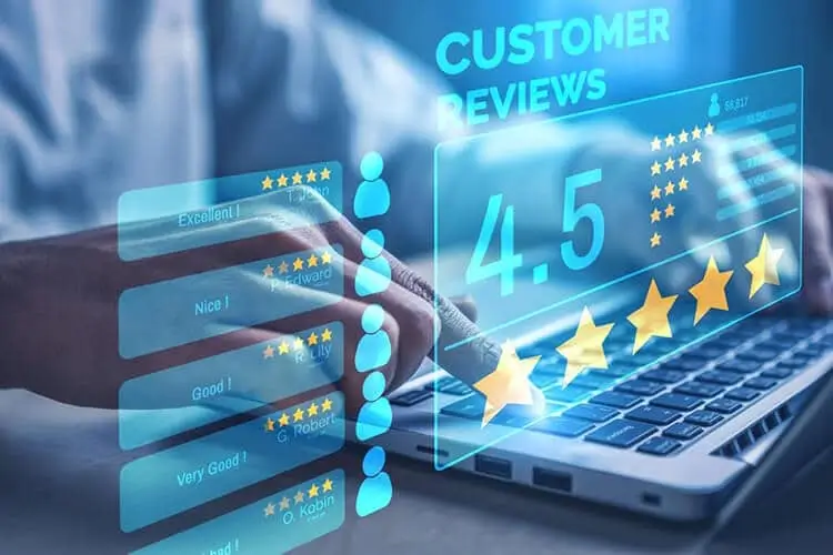 customer reviews interface in front of a person using a laptop