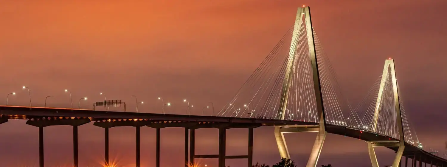 Cable-stayed Arthur Ravenel Jr. Bridge over the Cooper River in Charleston, South Carolina.