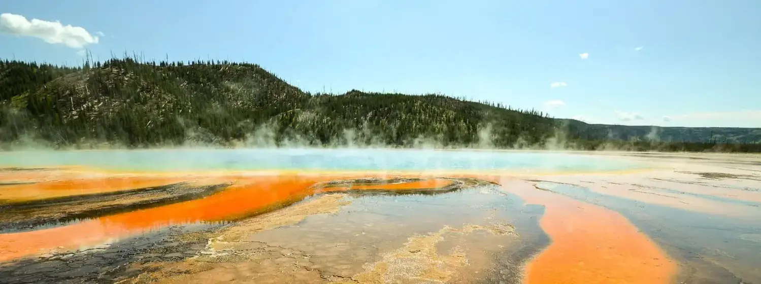A vibrant image of Yellowstone National Park, Wyoming famous for its geothermal features.
